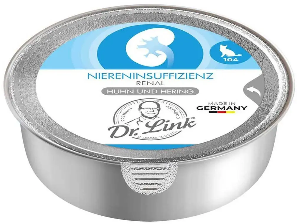 Dr. Link Katzenfutter Niereninsuffizienz, Renal mit Huhn und Hering - 85 g