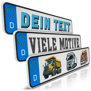 schildEVO 1 Mini Kfz-Kennzeichen | LKW Namensschild | Truck | Trucker | Wunschtext zum Geburtstag | Aluminium | Fun-Kennzeichen für Kinderauto | Kettcar | Tretauto | Gokart