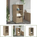 The Living Store - Gartenschrank Beige 50x55x115 cm Poly Rattan - Outdoor-Schrank - Gartenschrank - Stauraum - Gartenorganisation - Rattan Gartenmöbel