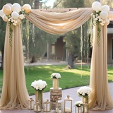 Lukery Hochzeit Vorhang Hochzeitsbogen, Querbehang Gardine Freihanddeko Himmelbett Vorhänge Stoff Tüll Transparent Voile Dekoration für Fotografie Party Hochzeit (75x600cm(20FT),24 Champagner)