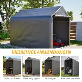 Thanaddo Gerätehaus Garagenzelt Carport Folienzelt Gartenschuppen Fahrradgarage Lagerzelt Aufbewahrungsgarage Auto Motorrad Schutz Unterstand 100x187x160cm - Grau