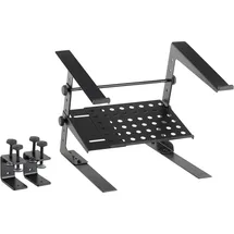 Pronomic LS-210 Deluxe Laptopständer DJ Notebookstativ Laptop Stand (Höhenverstellbar, inkl. Befestigungsklammern, zusätzliche Ablagefläche, ideal für DJs & Musiker, Material: Stahl) Schwarz