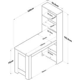 Skye Decor Küchentisch 120 x 53,8 x 153,6 cm braun/weiß