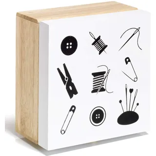 Prym 612587 Sortimentsbox Holz Motiv Nähen, Wood, Multicoloured, Einheitsgröße