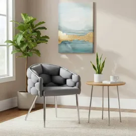 Woward Polsterstuhl Samtbezug gepolsterter Esszimmerstuhl Metallfuß