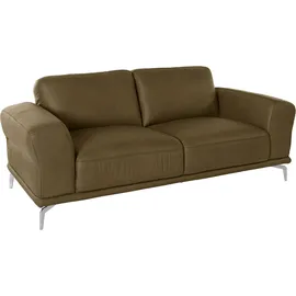 W.Schillig 2-Sitzer "montanaa bequem, Federkernunterfederung, elegant & edel, Breite 192cm", grün (camouflage z69), B:192cm H:78cm T:94cm, Longlife Xtra-Leder Z59: Glattleder mit modischer Prägung. Hautstärke 0, 9 - 1, 1 mm.