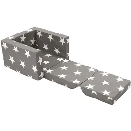 SUN GARDEN Kindersessel LUCA, Grau Weiß Baumwolle Polyester - mit Gästebettfunktion