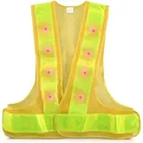 kwmobile Warnweste Reflektor Sicherheitsweste - Security Weste mit 16 roten LED Lampen - Reflektierende Streifen Warnweste für z.B. Joggen Reiten