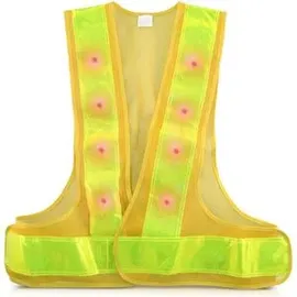 kwmobile Warnweste Reflektor Sicherheitsweste - Security Weste mit 16 roten LED Lampen - Reflektierende Streifen Warnweste für z.B. Joggen Reiten