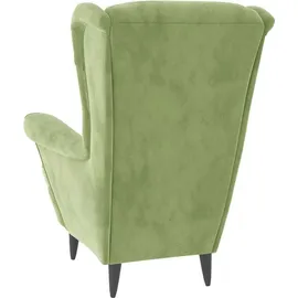 vidaXL Ohrensessel mit Hocker Samt 81 x 96 x 90 cm Hellgrün