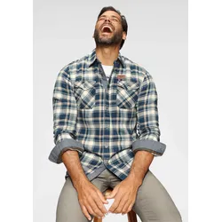 Flanellhemd ARIZONA, Herren, Gr. L (41/42), N-Gr, blau (blau, ecru, beige), Obermaterial: 100% Baumwolle. Einsatz: 100% Baumwolle, kariert, casual, tailliert, Langarm 1-Knopf-Manschette, Hemden, Modisches Großkaromuster