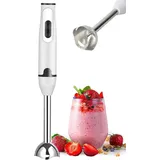 Calager Stabmixer,400W Leistungsstarker Elektrischer Stabmixer,Stabmixer für Küchenlebensmittel mit Edelstahlklinge,Abnehmbarer Handmixer für Babynahrung,Suppen,Smoothies (Weiß)