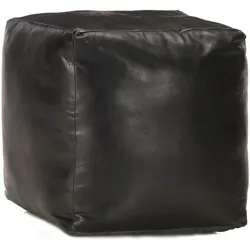 vidaXL Pouf Schwarz 40 x 40 x 40 cm Echtes Ziegenleder
