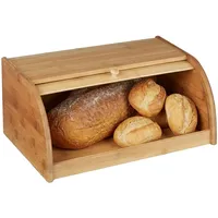 Relaxdays Brotkasten Bambus breit braun, 40x16.5x27.5 cm