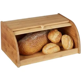 Relaxdays Brotkasten Bambus breit braun, 40x16.5x27.5 cm