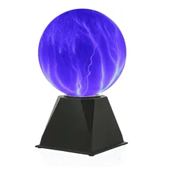 SATISFIRE Plasmakugel Plasmaball Retro Lichteffekt mit Blitzshow Automatik blau
