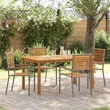 vidaXL Garten Essgruppe 5-tlg. Grau