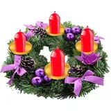 Fenytay Adventskranz, Kerzenständer Rund, Weihnachtsdeko Adventsgesteck Weihnachtsgesteck, Weihnachtskranz Dekokranz Kerzenkranz Adventsleuchter, Weihnachts-Adventskranz, Weihnachtsdeko Tischkranz