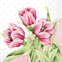 Mank Serviette Tissue Elsa, 40 x 40 cm, 100 Stück - Tulpen Blumen Aquarell