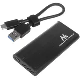 Maclean Brackets Maclean MCE443 NVMe SATA SSD M.2 Gehäuse NVMe (PCIe), NGFF (SATA) Unterstützt USB 3.1 2230/2240/2260/2280 USAP Kompatibel mit PC und Mac Aluminium Plug&Play Schwarz