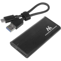 Maclean Brackets Maclean MCE443 NVMe SATA SSD M.2 Gehäuse NVMe (PCIe), NGFF (SATA) Unterstützt USB 3.1 2230/2240/2260/2280 USAP Kompatibel mit PC und Mac Aluminium Plug&Play Schwarz