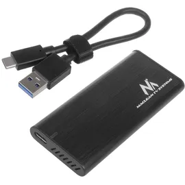 Maclean Brackets Maclean MCE443 NVMe SATA SSD M.2 Gehäuse NVMe (PCIe), NGFF (SATA) Unterstützt USB 3.1 2230/2240/2260/2280 USAP Kompatibel mit PC und Mac Aluminium Plug&Play Schwarz
