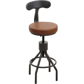 Mendler 2er-Set Barhocker höhenverstellbar drehbar Fußablage Stahl Kunstleder Braun