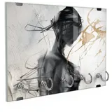 DEQORI Schlüsselbrett 'Vergoldete Schatten', (1 St), Schlüsselhalter Schlüssel Haken Schlüsselboard modern Schlüsselleiste schwarz