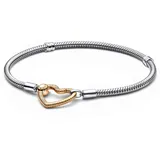 Pandora 569539C00 Damenarmband 925 Silber mit Goldfarbenem Herz-Verschluss, 18 cm