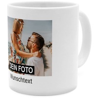 PhotoFancy® - Fototasse - Personalisierte Tasse mit eigenem Foto - Weiß - Layout 1 Bild + Text