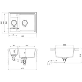 vidaXL Küchenspüle mit Überlauf Doppelbecken Weiß Granit