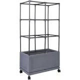 genialo XXL-Pflanzturm Doppel, Pflanztopf für Rankpflanzen, Blumentopf, Rattan- und Holzoptik