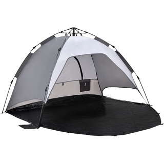 [en.casa] Strandmuschel Mullsjö Pop Up Strandzelt 215x135x140cm Dunkelgrau / Hellgrau