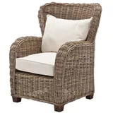 Queen Sessel als Korbstuhl in natur Rattan grau. - Grau