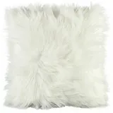 CELINATEX Cuddly Dekokissen 80 x 80 cm weiß Langhaar Zierkissen dekoratives Fellimitat Nicki Sofakissen Kunstfell Kissen