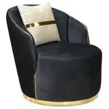JVMöbel Loungesessel Gepolstert Samtoptik 85 x 86 x 72 cm Schwarz-Gold