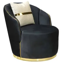 JVMöbel Loungesessel Gepolstert Samtoptik 85 x 86 x 72 cm Schwarz-Gold