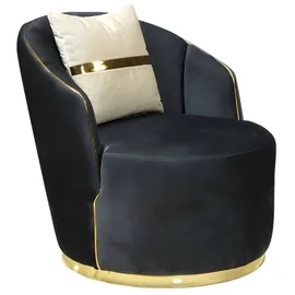 JVMöbel Loungesessel Gepolstert Samtoptik 85 x 86 x 72 cm Schwarz-Gold