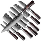 Dfito Messerset, 8 Teilige Scharfe Messer Set aus Edelstahl mit Ergonomischer Griff, Messer Scharf/Rostschutz/Rutschfester Küchenmesser Set zum Hacken Kochmesser Profi Messer