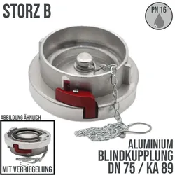 STORZ B DN75 KA89 Blindkupplung mit Kette / Verriegelung Saug Bau Feuerwehr Schl...