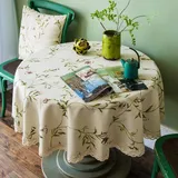 Ricemru Rund Tischdecke Vintage Blumen 90cm Baumwolle Leinen Tafeldecke Tischwäsch Landhaus Pflanze Tischtuch Garten Tischdecken für Drinnen Draußen Rund