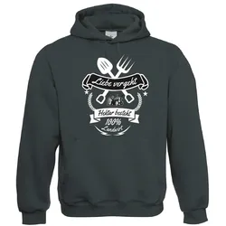 Kapuzenpullover (Hoodie) „Liebe vergeht - Hektar besteht 100% Landwirt“ (schwarz...