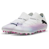 Puma Men Future 7 Pro Mg Soccer Shoes, Puma White-Puma Black-Poison Pink, 41 EU