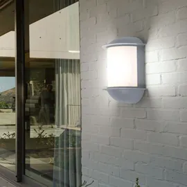 ETC Shop Wandleuchte Aussen Wandlampe Garten Terrassenleuchte Außen, Aluguss silber, 1x led 7W 550Lm, LxAxH 16x22x10 cm, 2er Set