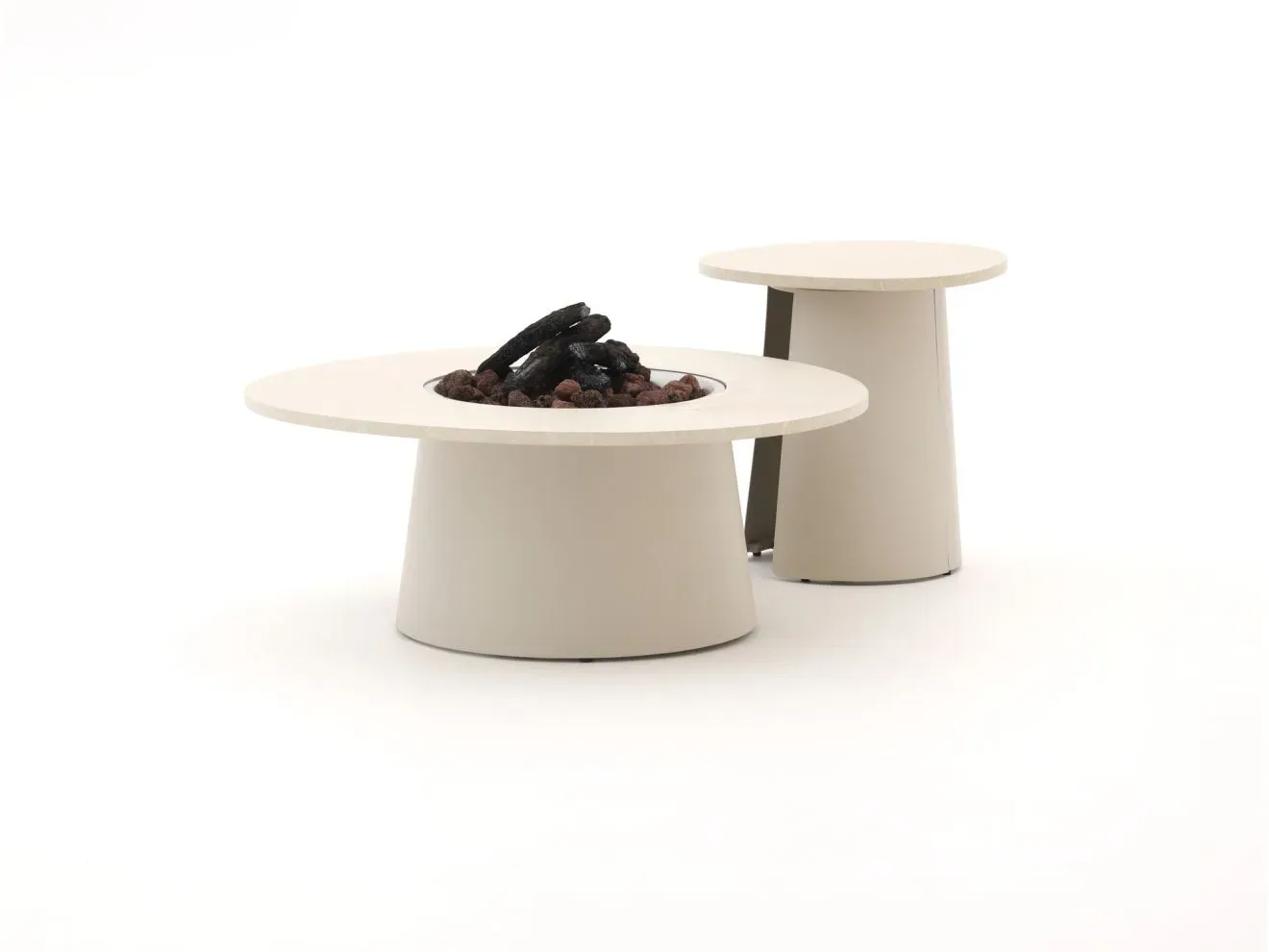 Cosidune Lounge Feuertisch-Set ø 100 cm (h: 40 cm)/ø 55 cm (h: 55 cm)