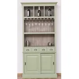 Casa Padrino Landhausstil Weinschrank Hellgrün / Grau 103 x 36 x H. 210 cm - Barschrank im Landhausstil - Landhausstil Bar Möbel