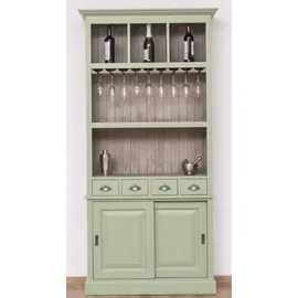 Casa Padrino Landhausstil Weinschrank Hellgrün / Grau 103 x 36 x H. 210 cm - Barschrank im Landhausstil - Landhausstil Bar Möbel