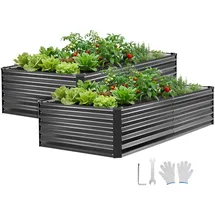 Vevor Hochbeet Metall 203 x 102 x 46 cm Dunkelgrau