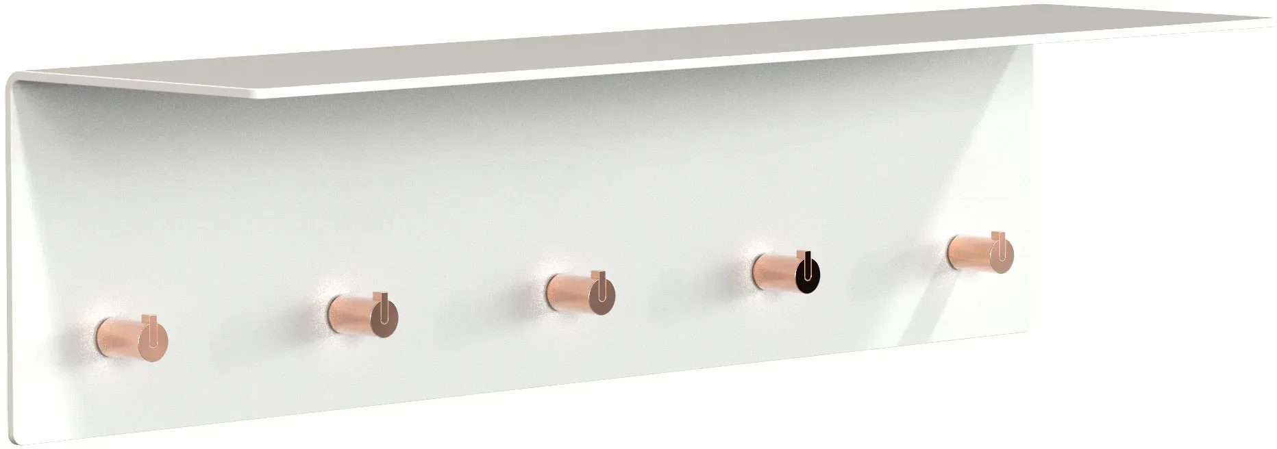 frost UNU Wandgarderobe 4002 mit 5 Haken weiß matt/kupfer poliert - weiß matt