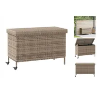 VidaXL Gartentruhe mit Rollen Grau 110x55x73 cm Poly Rattan